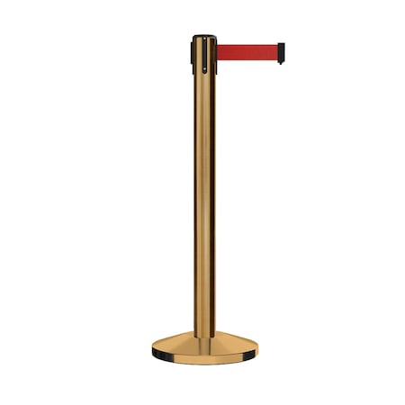 Montour Line Stanchion Belt Barrier Sat.Brass Post 14ft. Red Belt ES660-SB-RD-140